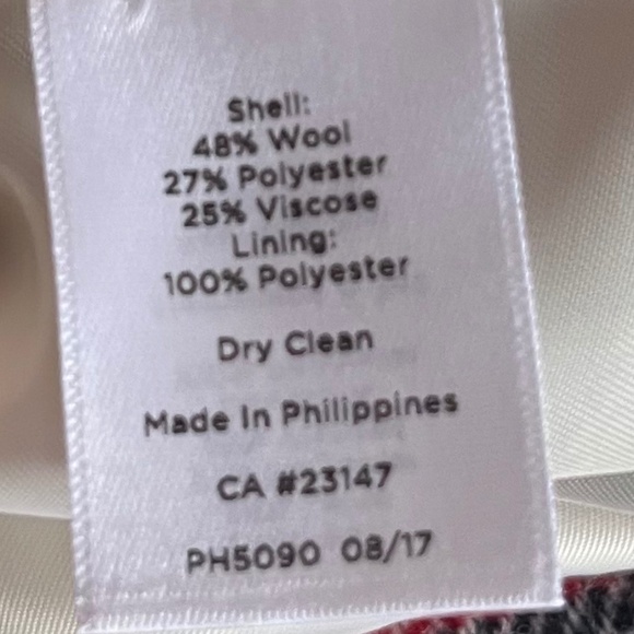 Talbots Red Plaid Wool Blend Ruffle Trim Peplum Back Blazer Jacket Size 14 EUC - Picture 13 of 13